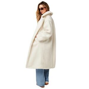 NWT Fabletics Teddy Long Cozy Oversized Quiet Luxury Cozycore Coat Size Medium